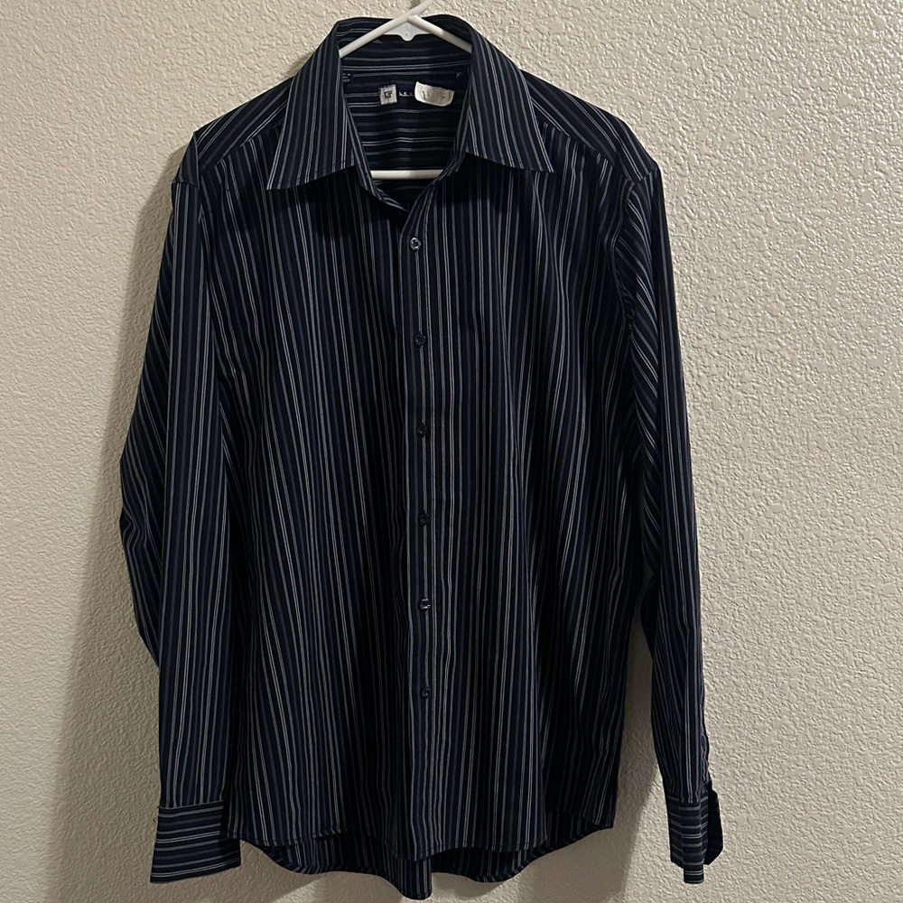 Black and Blue Striped Men's Dress Shirt